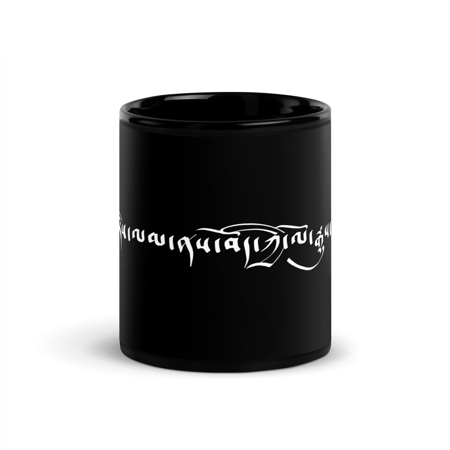 Animated History of Tibet glossy black mug