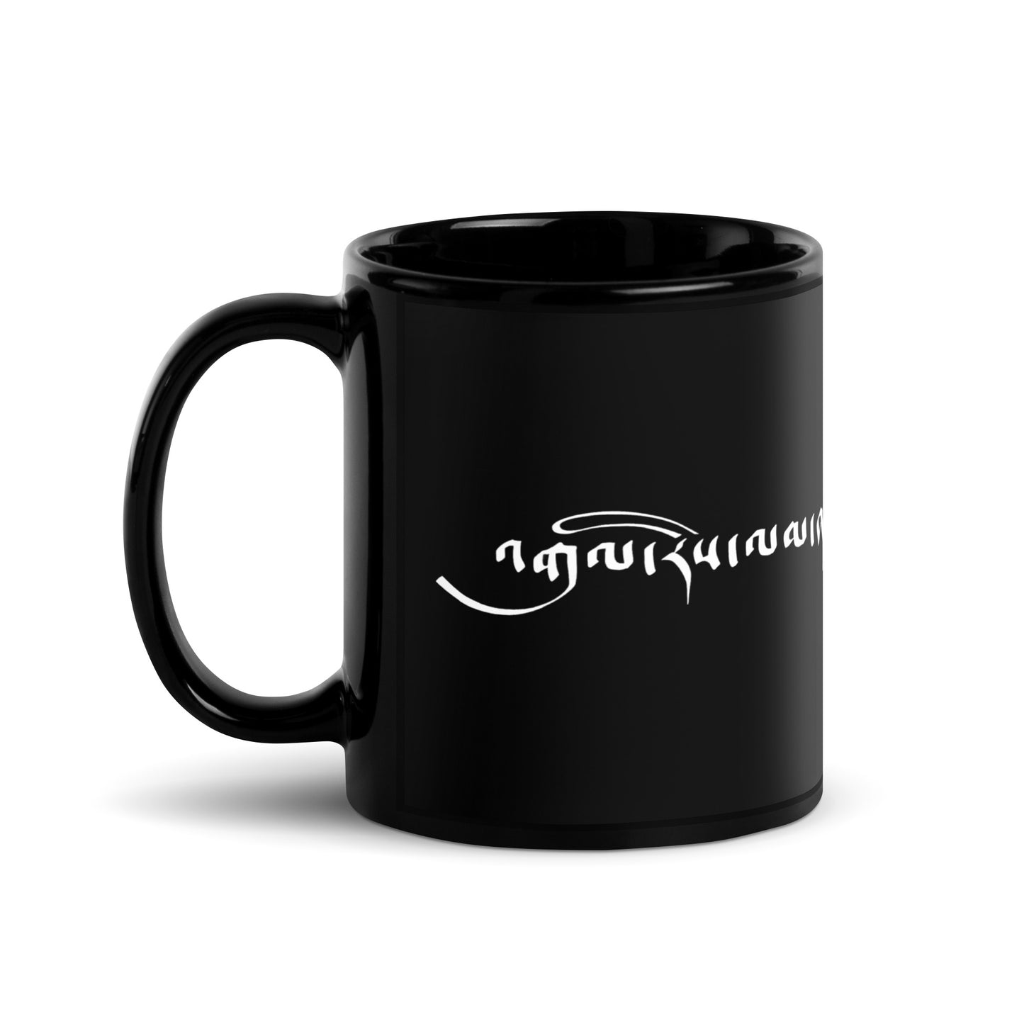 Animated History of Tibet glossy black mug