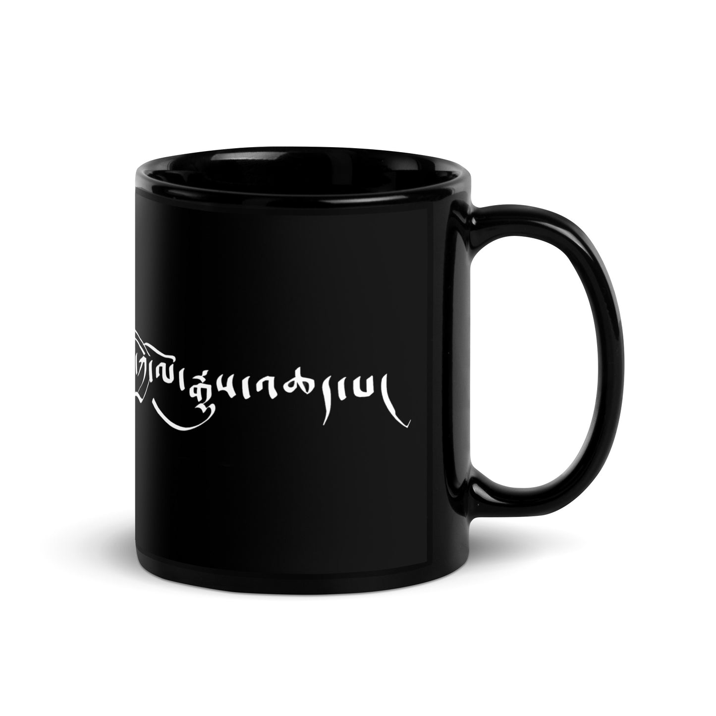 Animated History of Tibet glossy black mug