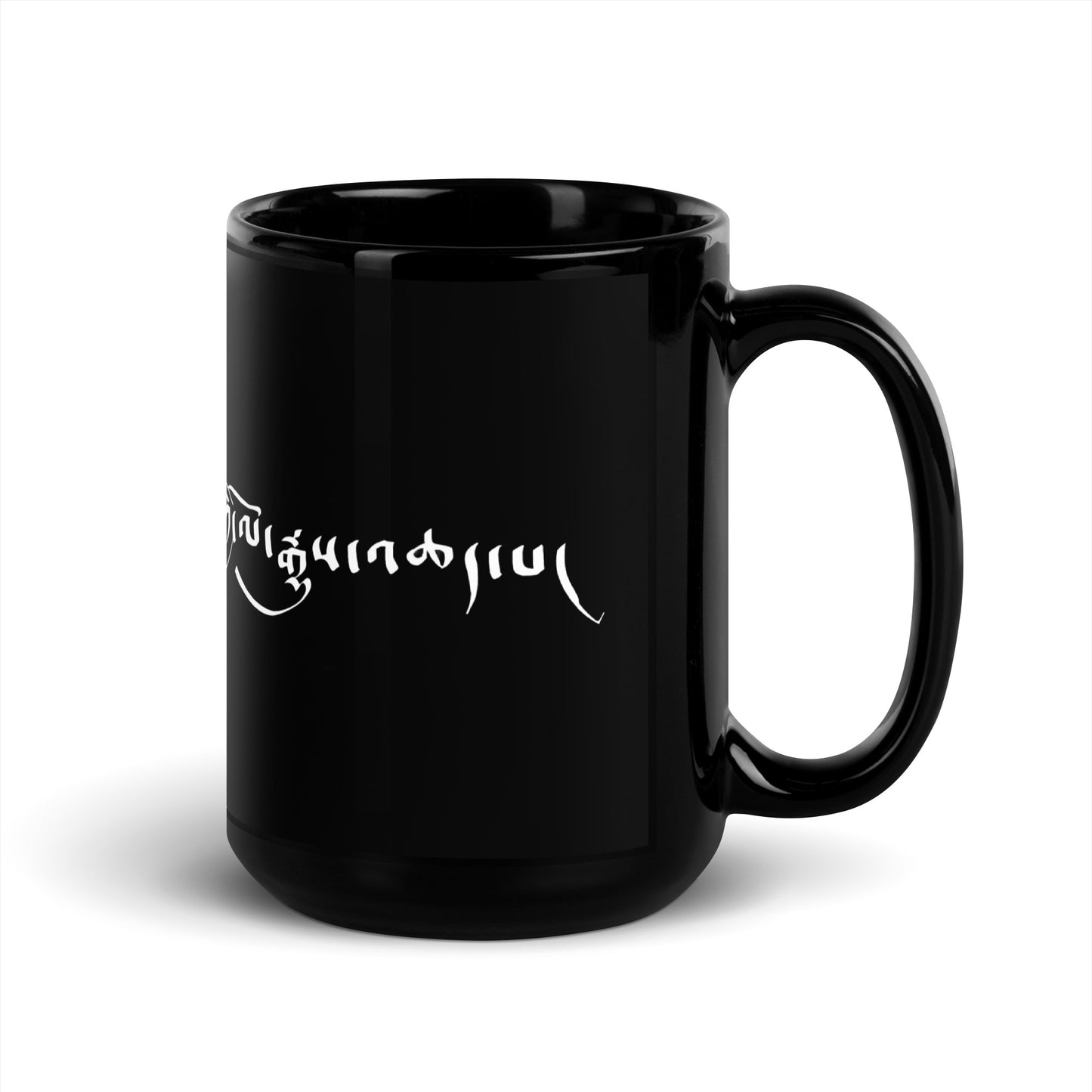 Animated History of Tibet glossy black mug