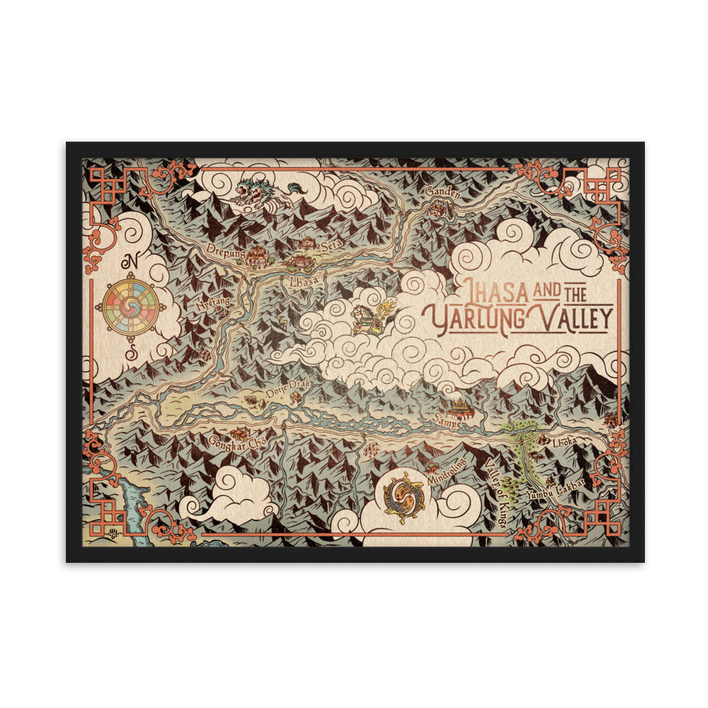 Lhasa and the Yarlung Valley Illustrated Map (English, Framed)
