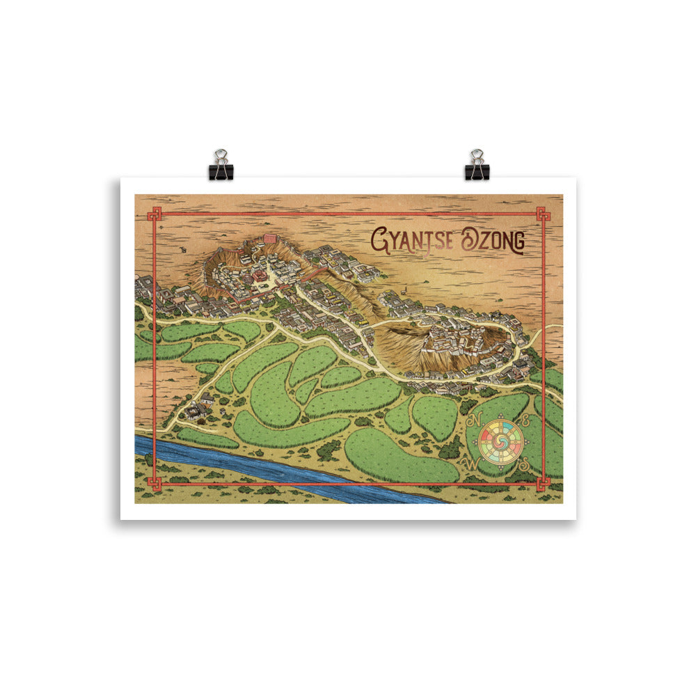 Gyantse Fortress Illustrated Map (English, Color)