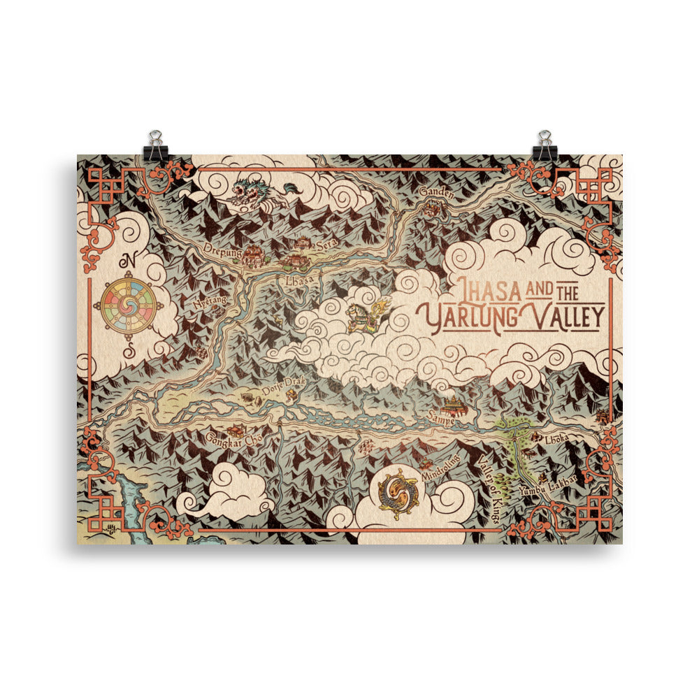 Lhasa and the Yarlung Valley Illustrated Map (English)