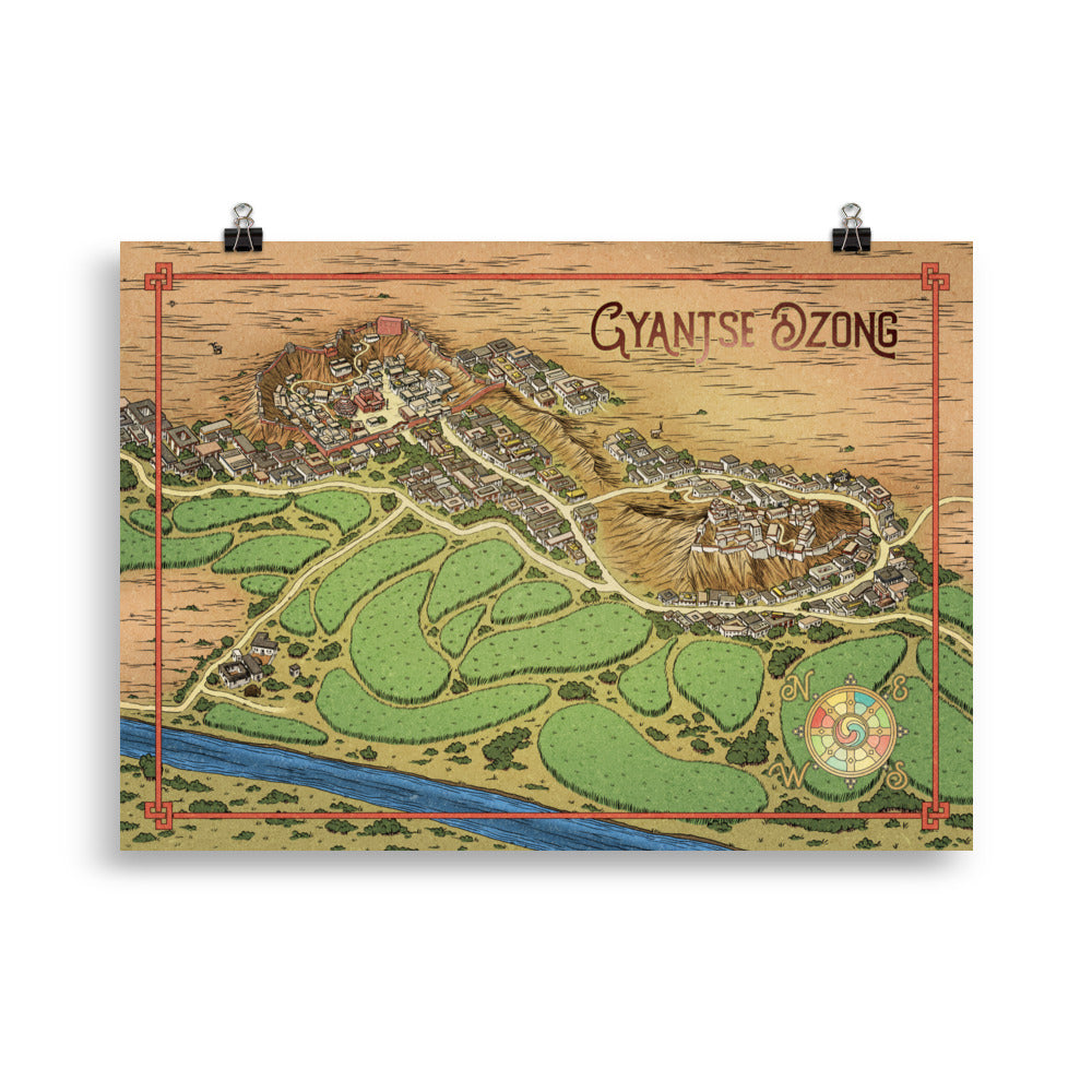 Gyantse Fortress Illustrated Map (English, Color)