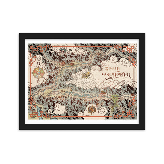 Lhasa and the Yarlung Valley Illustrated Map (Tibetan, Framed)